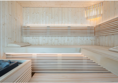 Inside Benches. Indoor Sauna Panorama Small