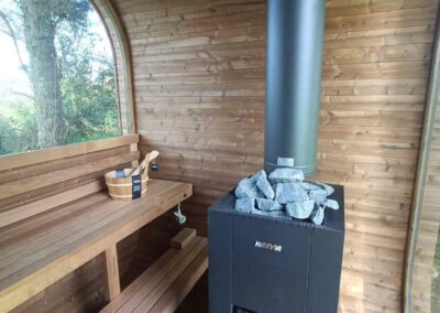 HEKLA, Cube sauna with Harvia Wood Burning Stove