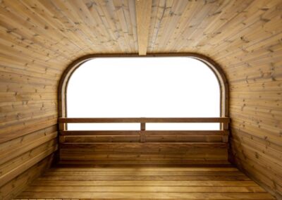 Panoramic Window. Inside. HEKLA Cube Sauna