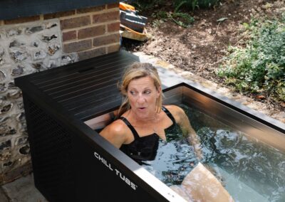 Chill Tub Ice Bath Stainless Steel + Teak + Aluminium, Garden Patio, Sally Gunnell